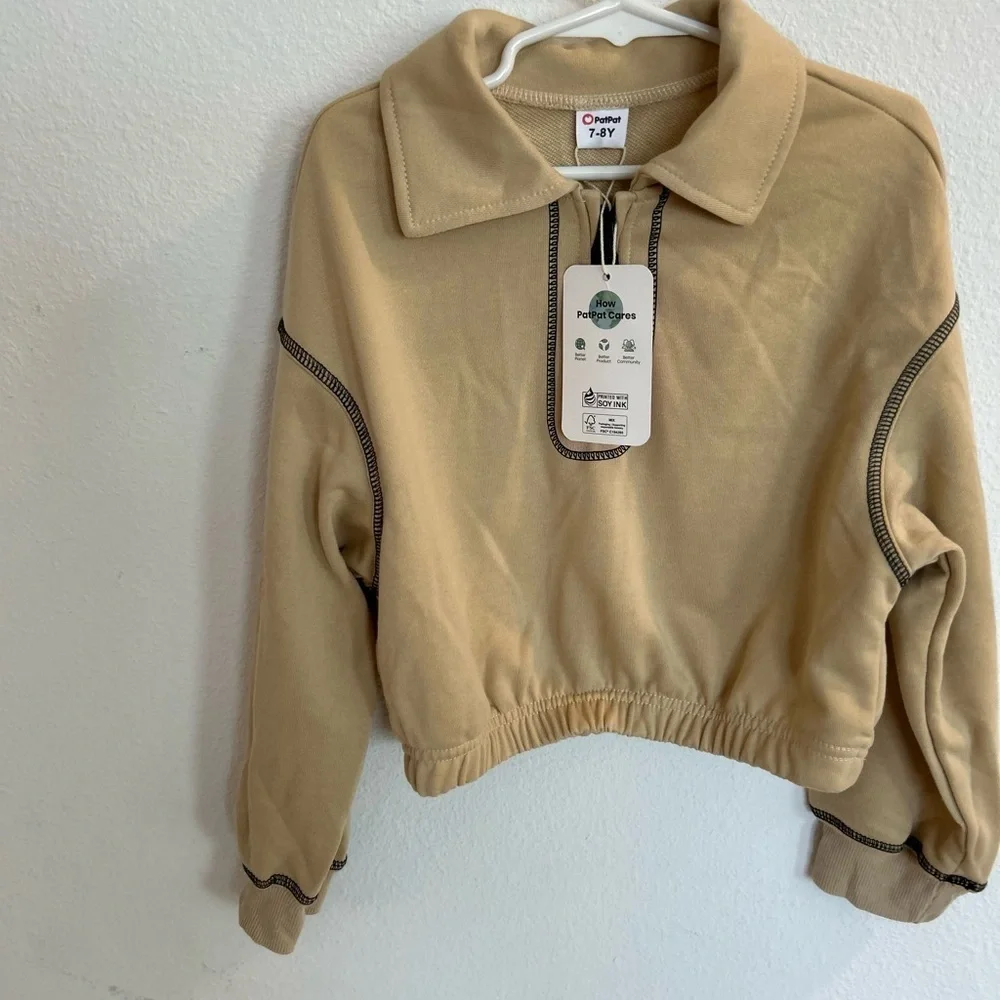 patpat Boys/Girls 2 Piece Tan & Black Sweatsuit  NWT  Size 7/8